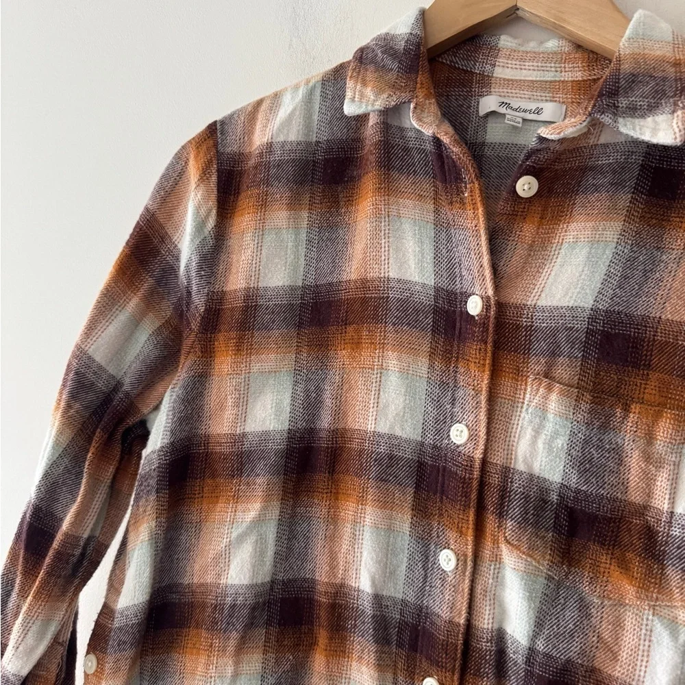 Madewell Flannel Side-Button Oversized‎ Ex-Boyfriend Shirt in Bickett Plaid